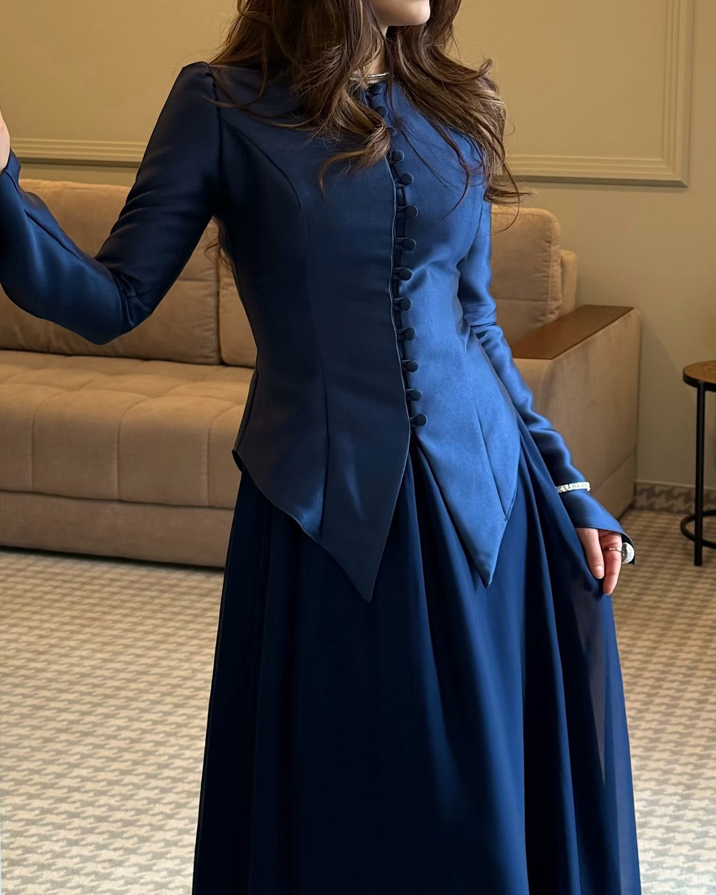 Elegant Lapel Solid Color Two-Piece Set