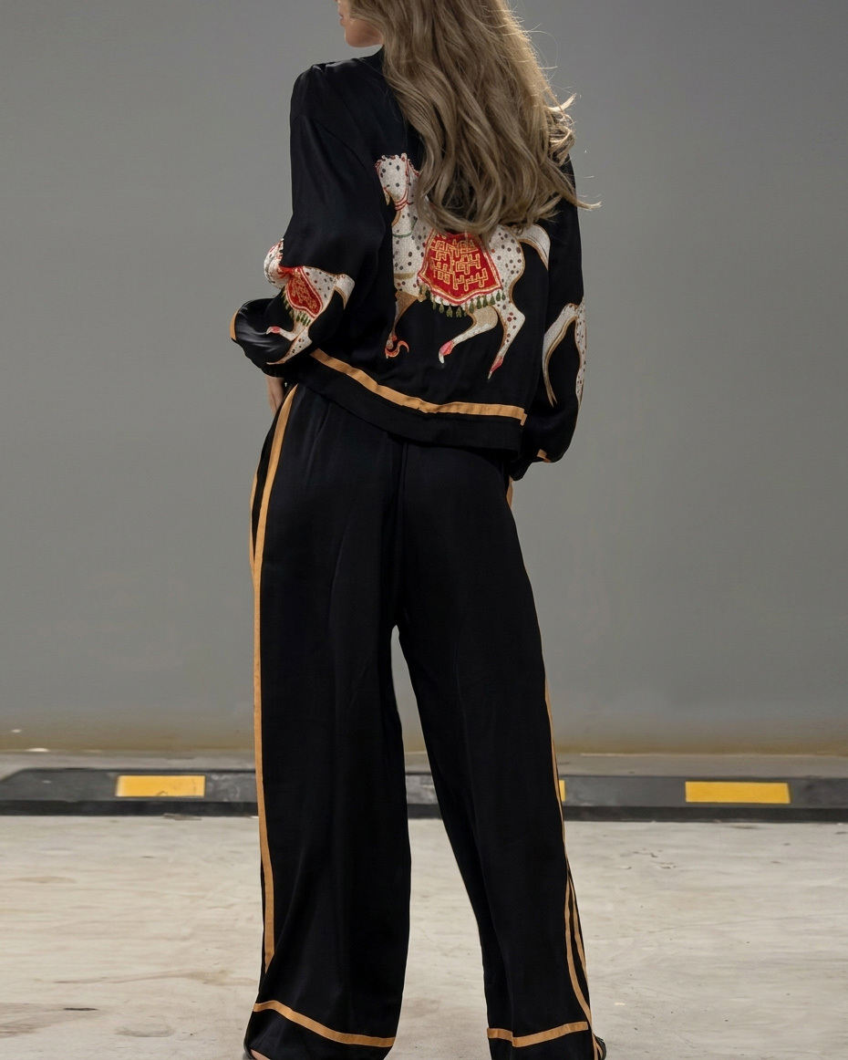 Casual Horse Print Two-Piece Set