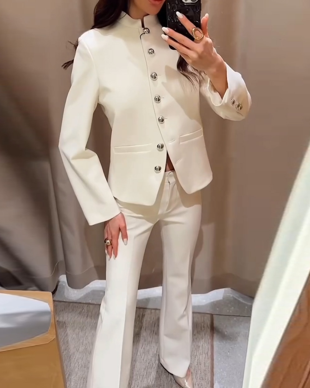 Long-Sleeved Solid Color Two-Piece Workwear Set