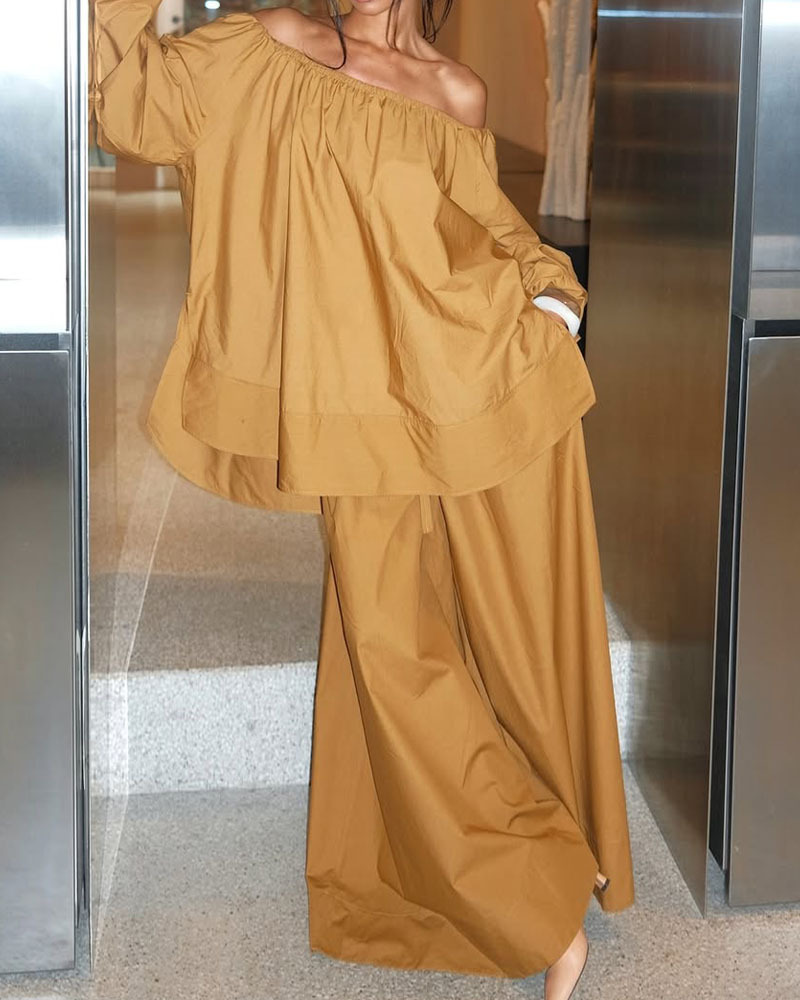 Off-Shoulder Loose Casual Two-Piece Set
