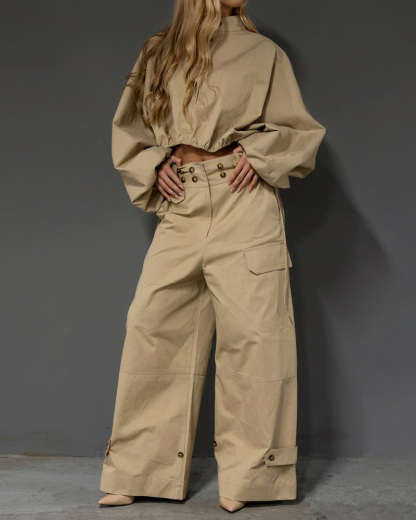 Retro Casual Workwear Two-Piece Set