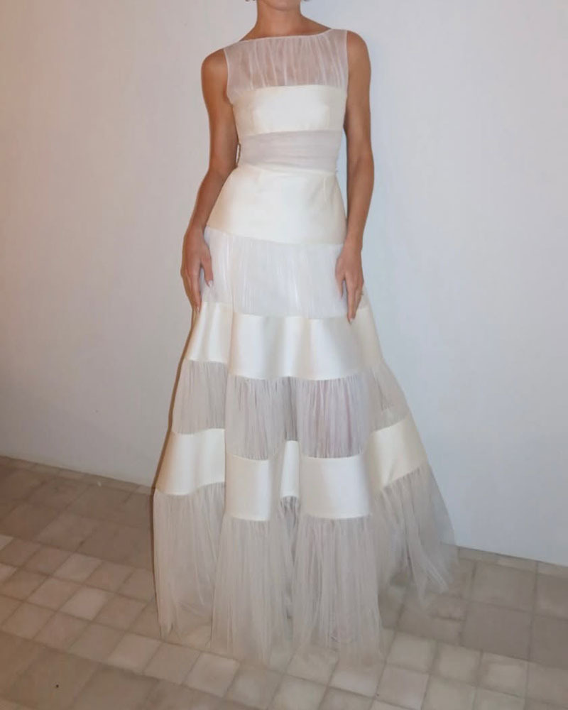 Elegant Sleeveless Chiffon Patchwork Dress