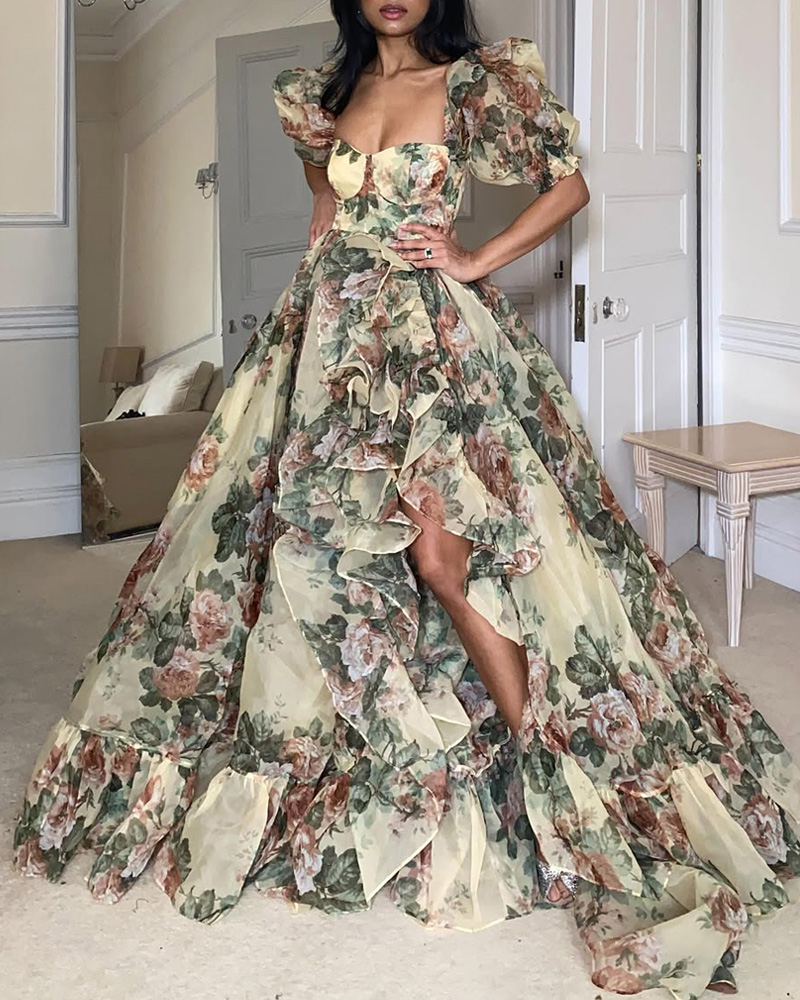Elegant Printed Tulle Dress