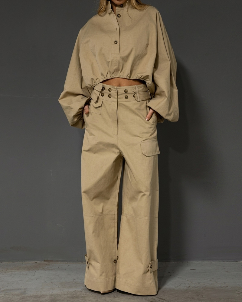 Retro Casual Workwear Two-Piece Set
