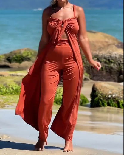 Casual Solid Color Two-Piece Set