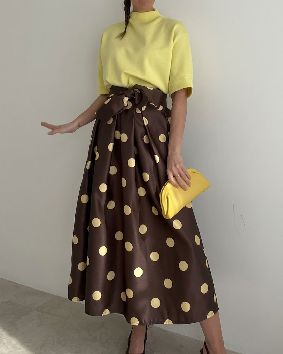 Casual Top + Polka Dot Print Two-Piece Set