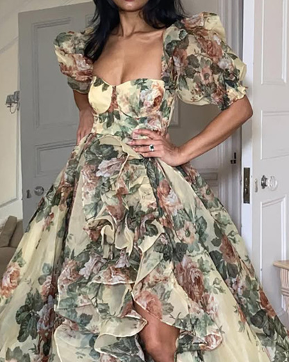 Elegant Printed Tulle Dress