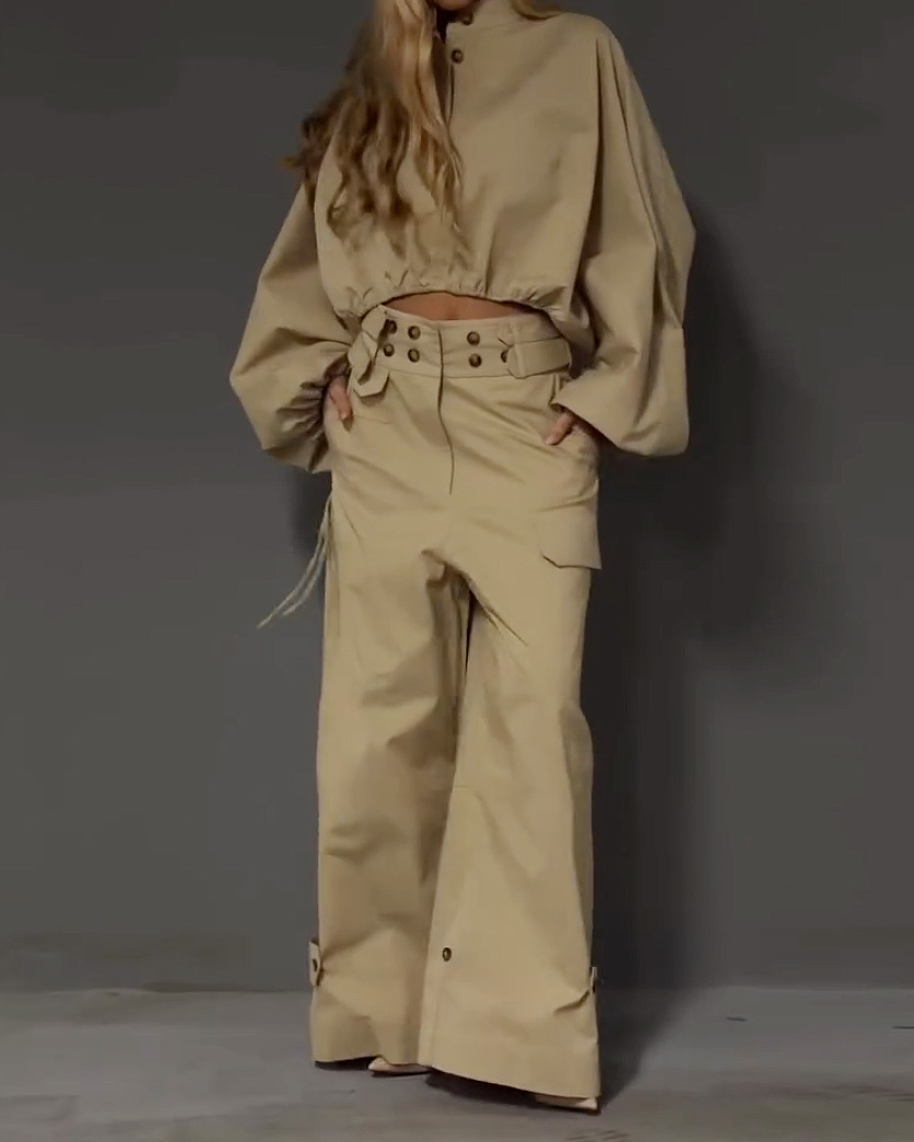 Retro Casual Workwear Two-Piece Set