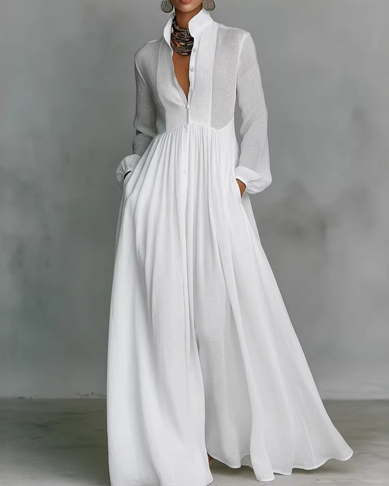 Long French-Style White Dress