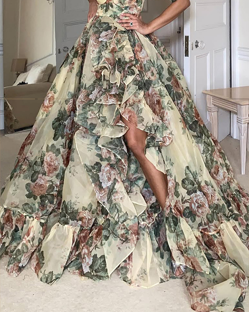 Elegant Printed Tulle Dress