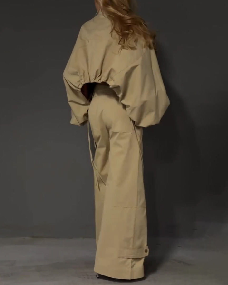 Retro Casual Workwear Two-Piece Set