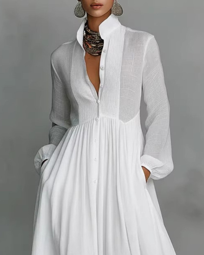 Long French-Style White Dress