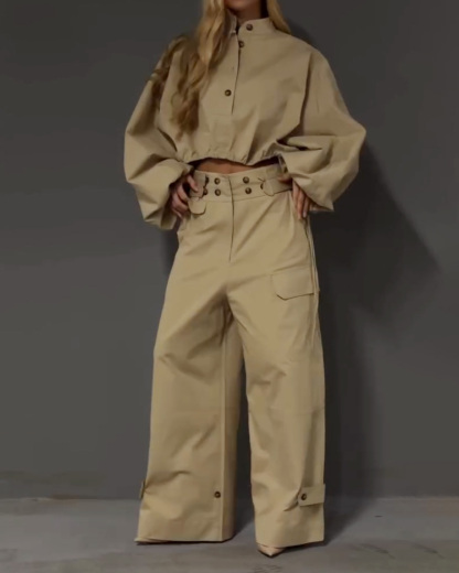 Retro Casual Workwear Two-Piece Set