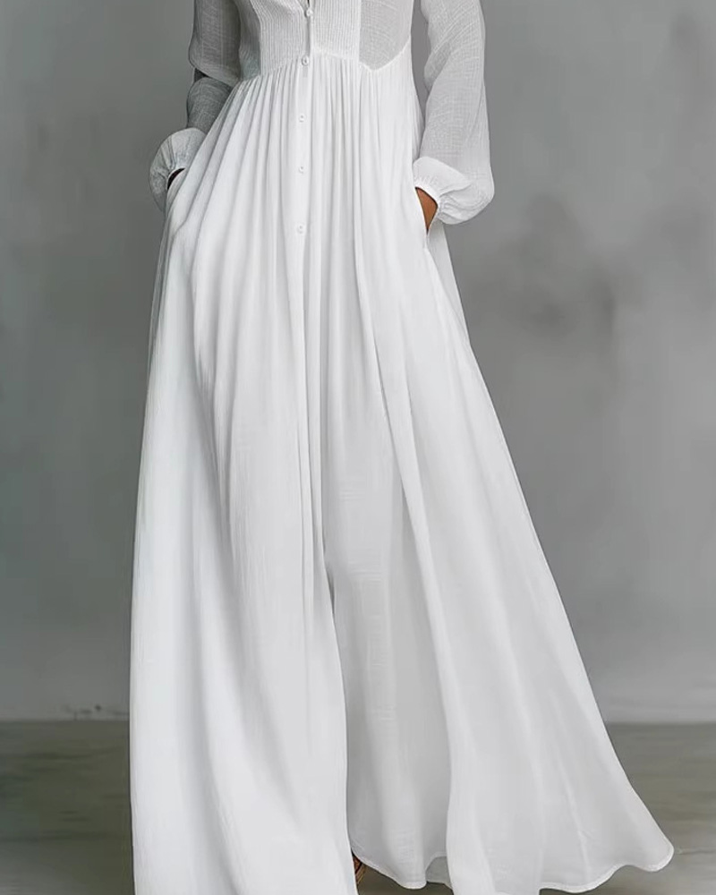 Long French-Style White Dress