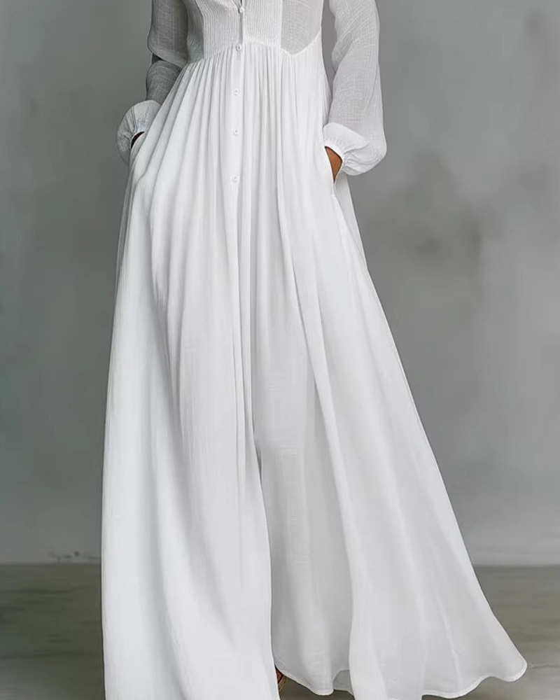 Long French-Style White Dress