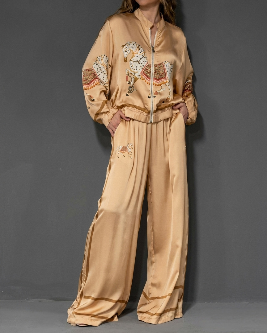 Casual Horse Print Two-Piece Set