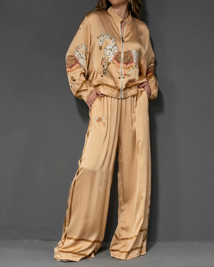 Casual Horse Print Two-Piece Set