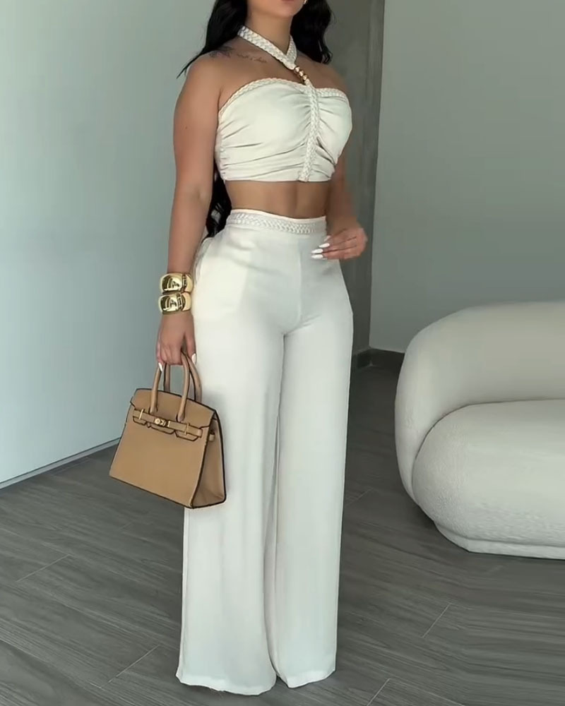 Casual Solid Color Two-Piece Set