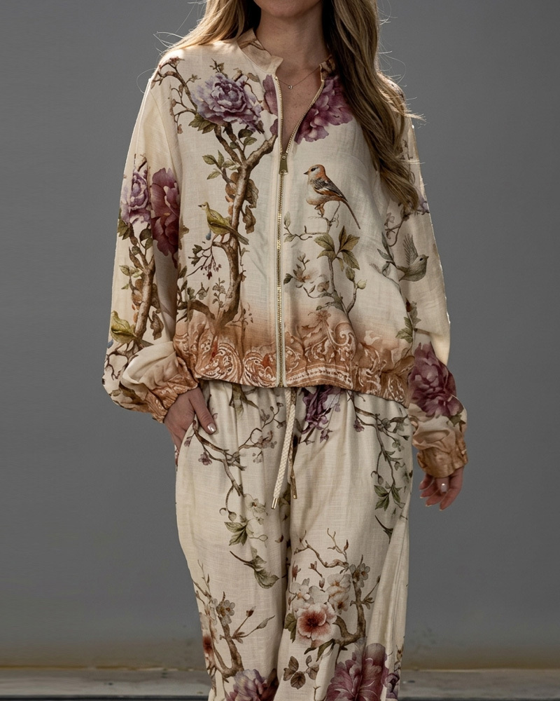 Casual Printed Loose Two-Piece Set