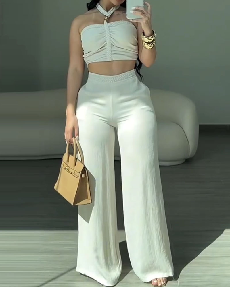 Casual Solid Color Two-Piece Set