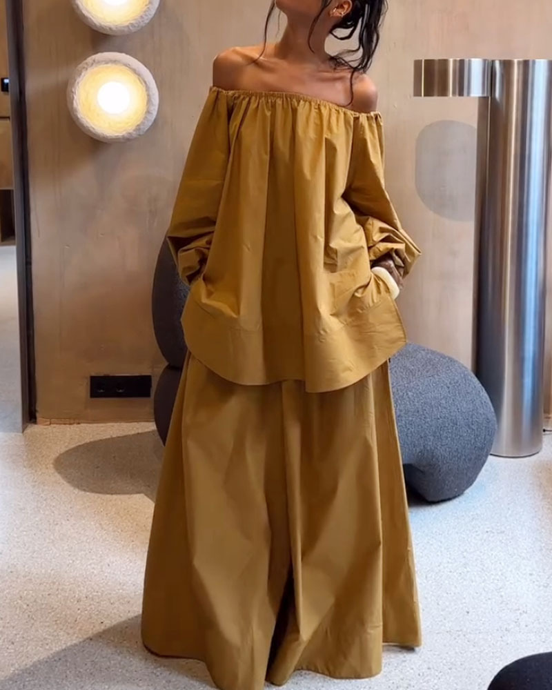 Off-Shoulder Loose Casual Two-Piece Set