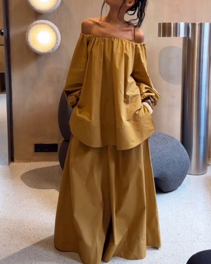 Off-Shoulder Loose Casual Two-Piece Set