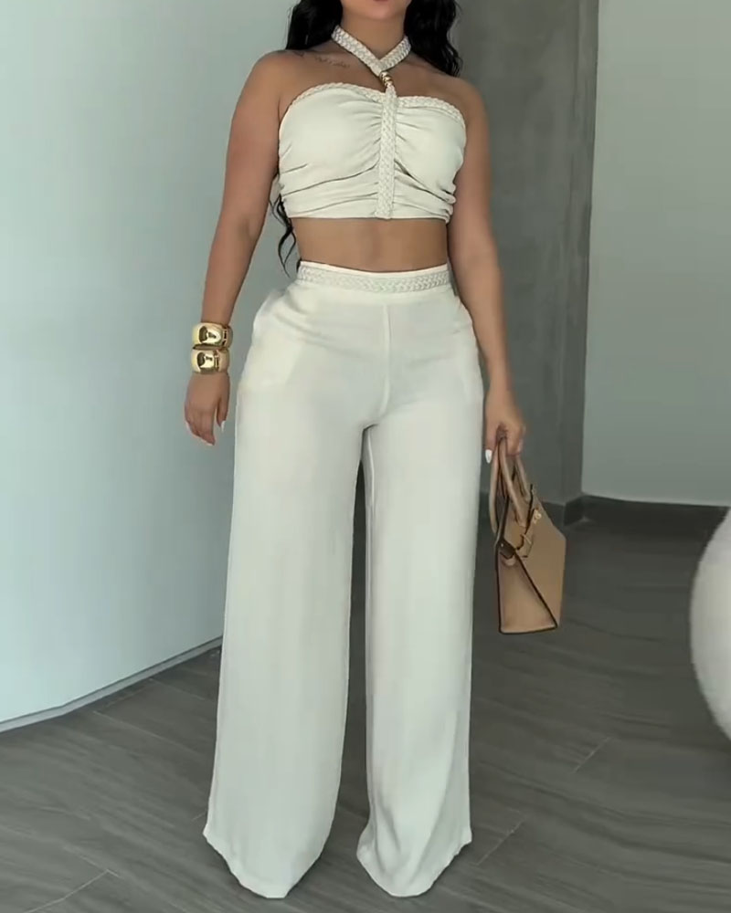 Casual Solid Color Two-Piece Set