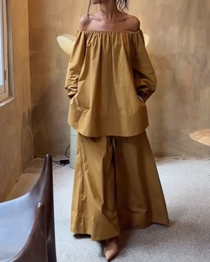 Off-Shoulder Loose Casual Two-Piece Set