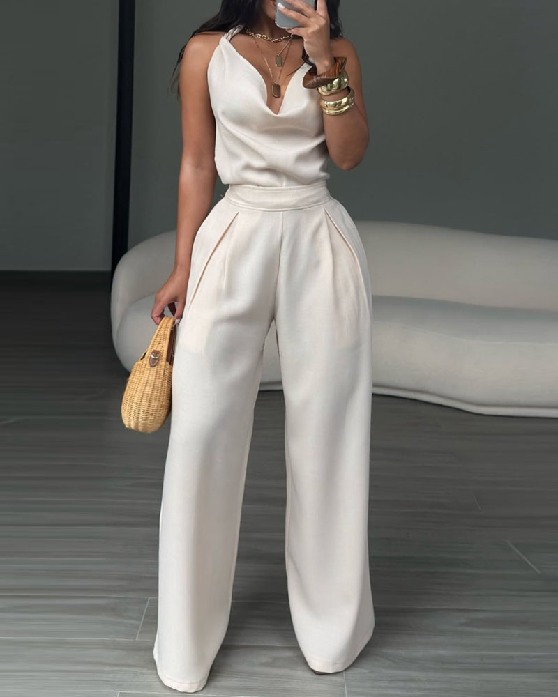 Loose-Fitting Casual Tie-Up Two-Piece Set