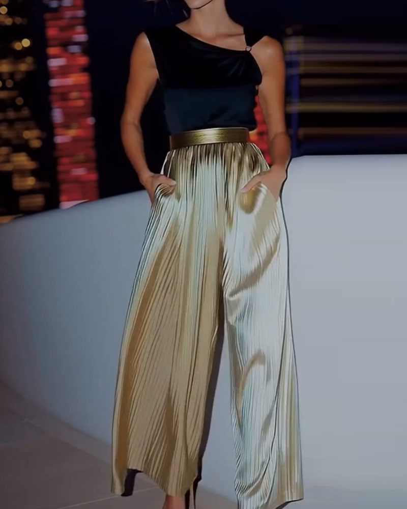 Off-Shoulder Solid Color Two-Piece Set