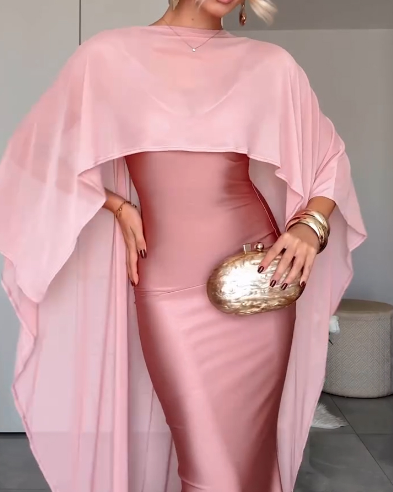 Elegant Two-Piece Shawl Dress Set