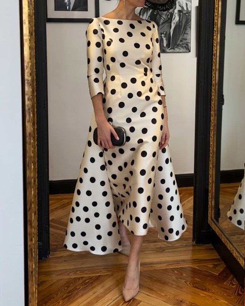Elegant Polka Dot Print Dress