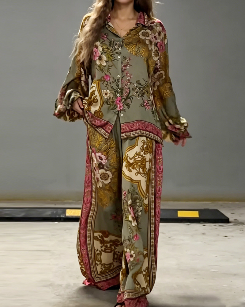 Casual Printed Loose Two-Piece Set