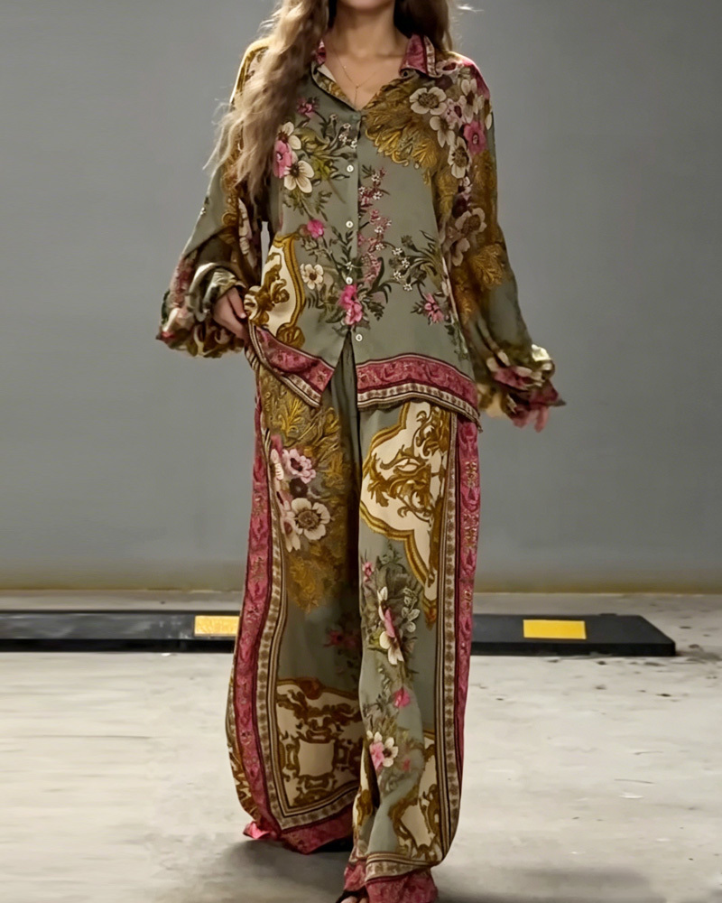 Casual Printed Loose Two-Piece Set