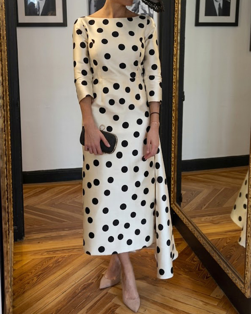 Elegant Polka Dot Print Dress
