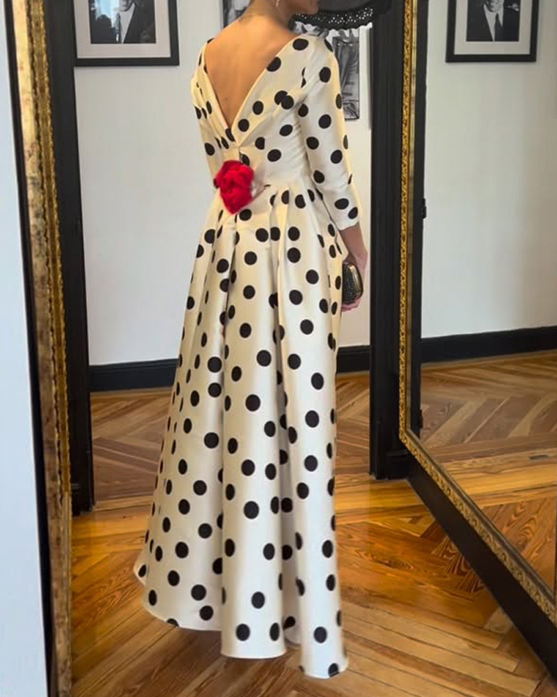 Elegant Polka Dot Print Dress