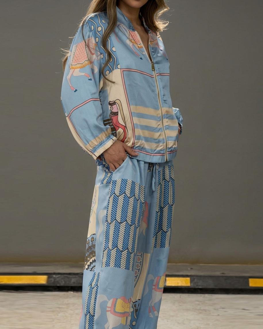 Casual Printed Loose Two-Piece Set