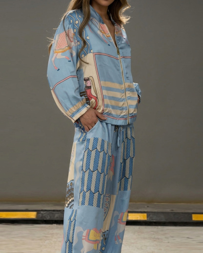 Casual Printed Loose Two-Piece Set