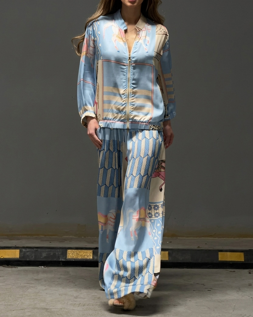 Casual Printed Loose Two-Piece Set