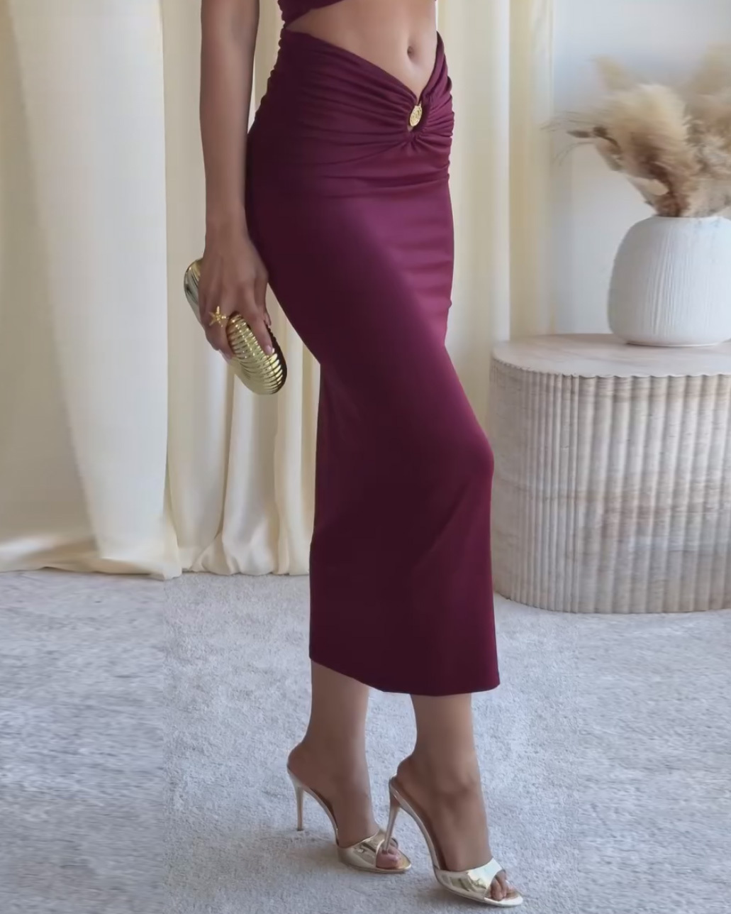 Sleeveless Cutout Twisted Solid-Color Two-Piece Set