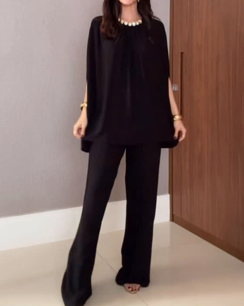 Elegant Solid Color Two-Piece Set