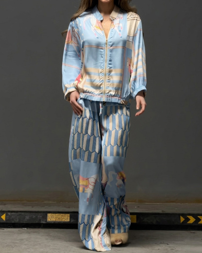 Casual Printed Loose Two-Piece Set