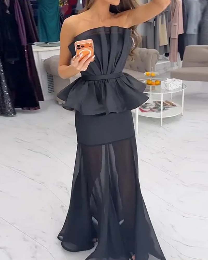 Elegant and beautiful solid color two-piece set