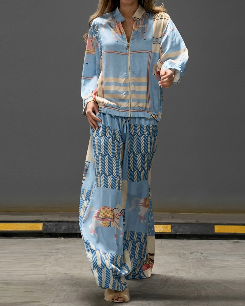 Casual Printed Loose Two-Piece Set