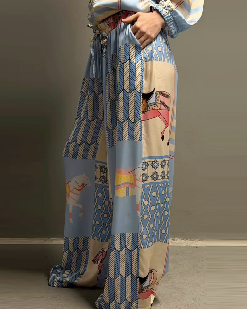 Casual Printed Loose Two-Piece Set