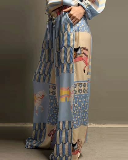 Casual Printed Loose Two-Piece Set