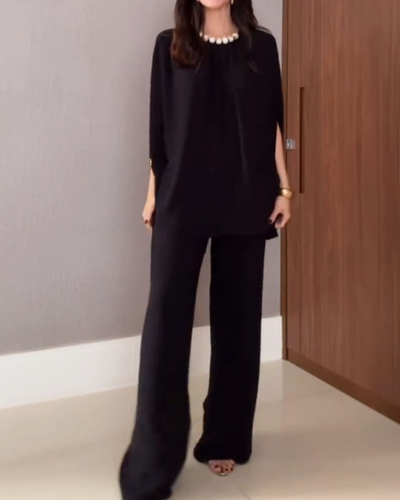 Elegant Solid Color Two-Piece Set