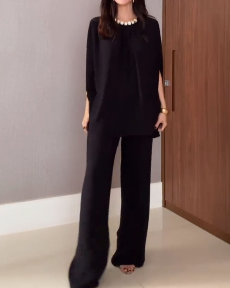 Elegant Solid Color Two-Piece Set