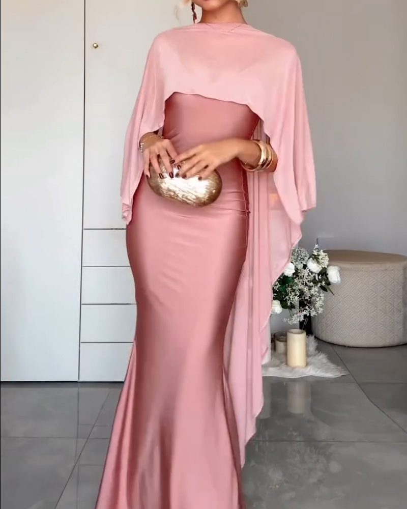 Elegant Two-Piece Shawl Dress Set