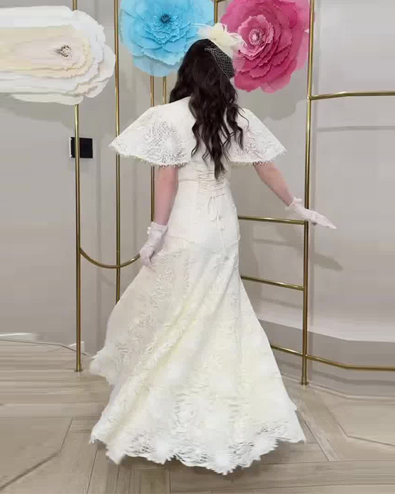 Elegant Pure White Two-Piece Set: Slim-Fit V-Neck with Lace Accents